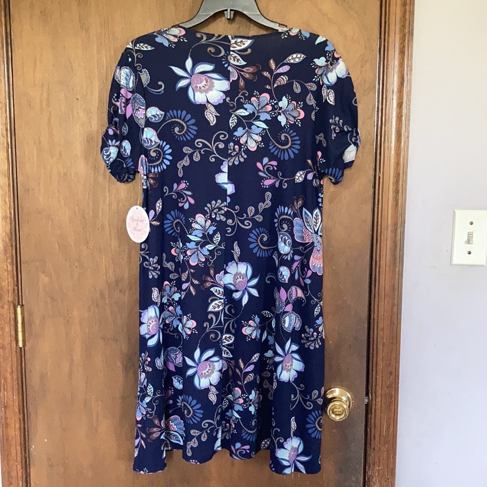 Harlow & Rose dress floral print pullover soft with stretch casual boho M - Picture 15 of 17